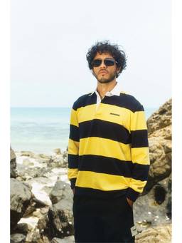 Bonkers Corner - Men Yellow Cotton Stripes Regular Fit Polo T-Shirt