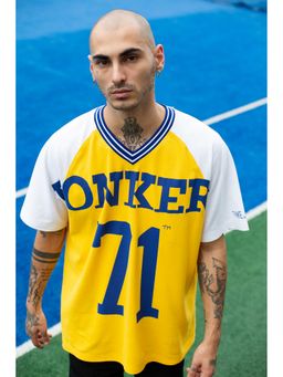 Bonkers Corner - Men Yellow Cotton Typography Regular Fit Jersey