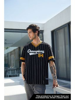 Bonkers Corner - Men Black Cotton Typography Regular Fit Jersey