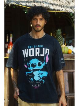 Bonkers Corner - Men Black Cotton Graphic Oversized Fit T-Shirt