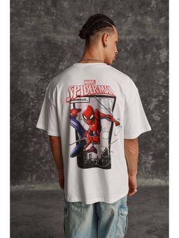 Bonkers Corner - Men White Cotton Graphic Oversized Fit T-Shirt