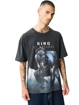 Bonkers Corner - Men Black Cotton Graphic Oversized Fit T-Shirt