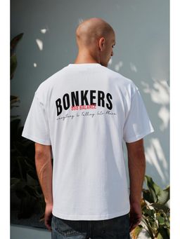 Bonkers Corner - Men White Cotton Solid Oversized Fit T-Shirt
