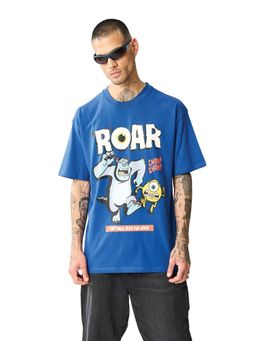 Bonkers Corner - Men Blue Cotton Graphic Regular Fit T-Shirt