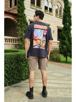 Bonkers Corner - Men Blue Cotton Graphic Regular Fit T-Shirt