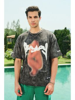 Bonkers Corner - Men Grey Cotton Graphic Regular Fit T-Shirt