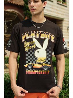 Bonkers Corner - Men Black Cotton Graphic Regular Fit T-Shirt