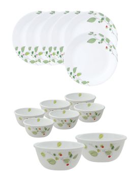 Corelle - Asia Collection 14 Pc Basic / Mini / Starter Dinner Set Katori - Green Breeze