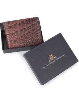 Cimoni - Casual Crocodile Print Leather Brown Wallet