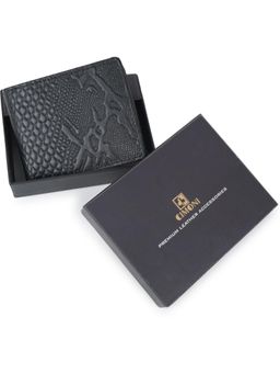 Cimoni - Casual Leather Python Print Ultra Slim Strong Stitching Black Wallet