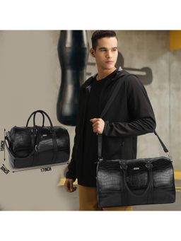 VENEER - Unisex Black Stylish Travel Gym Duffle Bag (L)