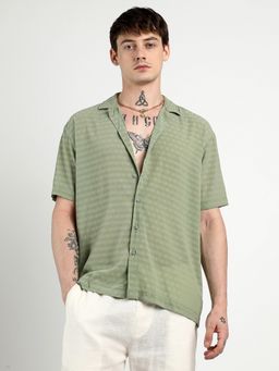 Campus Sutra - Men Pistachio Green Oversized Woven Shirt