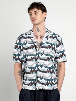 Campus Sutra - Men Multicolour Oversized Line Strokes Shirt