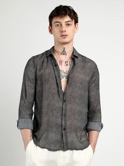 Campus Sutra - Men Grey Gauzy Heathered Shirt