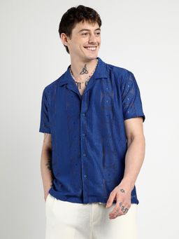 Campus Sutra - Men Royal Blue Mandala Shirt