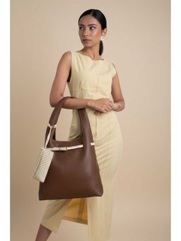 Tann Trim - Dark Brown Hobo Bag with Pouch and Laptop Sleeve