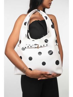 TANN TRIM - Polka White Shoulder Bag
