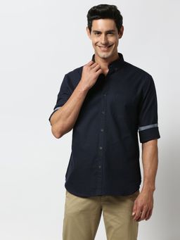 Dragon Hill - Navy Blue Oxford Shirt With Pocket
