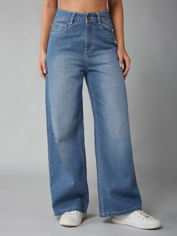 DOLCE CRUDO - Women Light Blue High Rise Stretchable Denim Jeans
