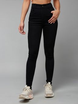 DOLCE CRUDO - Women Black Slim Fit High Rise Stretchable Jeans