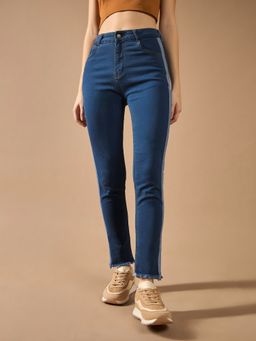 DOLCE CRUDO - Women Blue High Rise Cropped Stretchable Denim Jeans