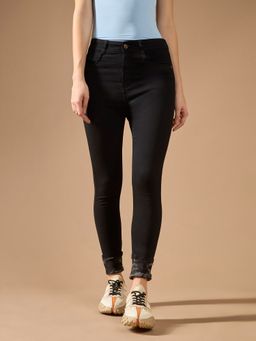 DOLCE CRUDO - Women Black High Rise Regular Length Stretchable Denim Jeans