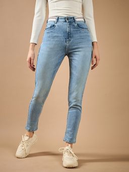 DOLCE CRUDO - Women Blue High Rise Slim Fit Regular Length Stretchable Denim Jeans