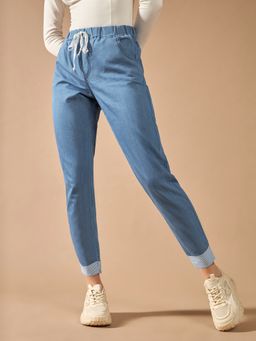 DOLCE CRUDO - Women Blue High Rise Regular Stretchable Denim Jeans