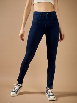 DOLCE CRUDO - Women Navy Blue Skinny Mid Rise Stretchable Denim Jeans