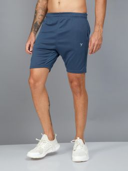 Technosport - Mens Navy Blue TECHNO DRY Solid Slim Fit Sports Shorts