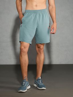 Technosport - Mens Green TECHNOLITE Solid Slim Fit Sports Shorts