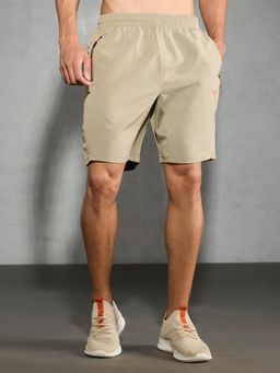 Technosport - Mens Khaki TECHNOLITE Solid Slim Fit Sports Shorts