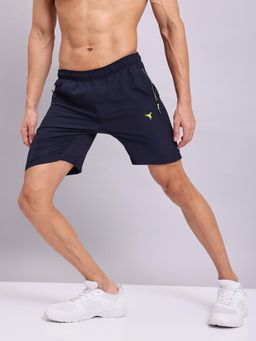 Technosport - Mens Navy Blue TECHNOLITE Solid Slim Fit Sports Shorts