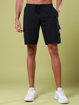 Technosport - Mens Black TS FLEXI Solid Slim Fit Sports Shorts