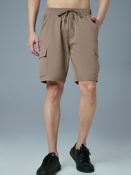 Technosport - Mens Brown TS FLEXI Solid Slim Fit Sports Shorts