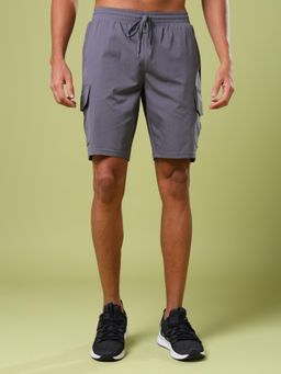 Technosport - Mens Grey TS FLEXI Solid Slim Fit Sports Shorts