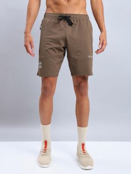 Technosport - Mens Brown ELASTO LITE Solid Relax Fit Sports Shorts
