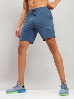 Technosport - Mens Navy Blue ELASTO LITE Solid Relax Fit Sports Shorts
