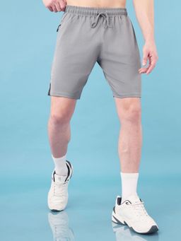 Technosport - Mens Grey ELASTO LITE Solid Slim Fit Sports Shorts