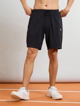 Technosport - Mens Black TS FLEXI Solid Slim Fit Sports Shorts