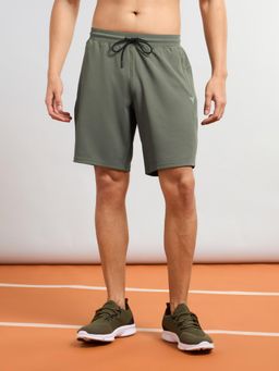 Technosport - Mens Olive TS FLEXI Solid Slim Fit Sports Shorts