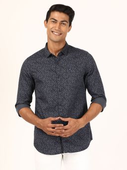 Lee - Men's Printed Navy Blue Shirt Slim Fit