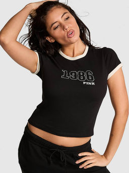 Victoria's Secret - Black Retro Cotton Printed T-Shirt