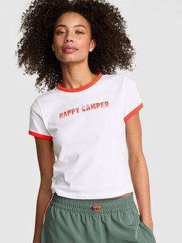 Victoria's Secret - White Retro Cotton Printed T-Shirt