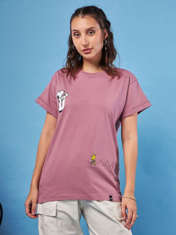 Bewakoof - Womens Purple Graphic Printed Boyfriend T-Shirt