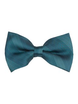 The Tie Hub - Teal Blue Stripe Microfiber Bow Tie
