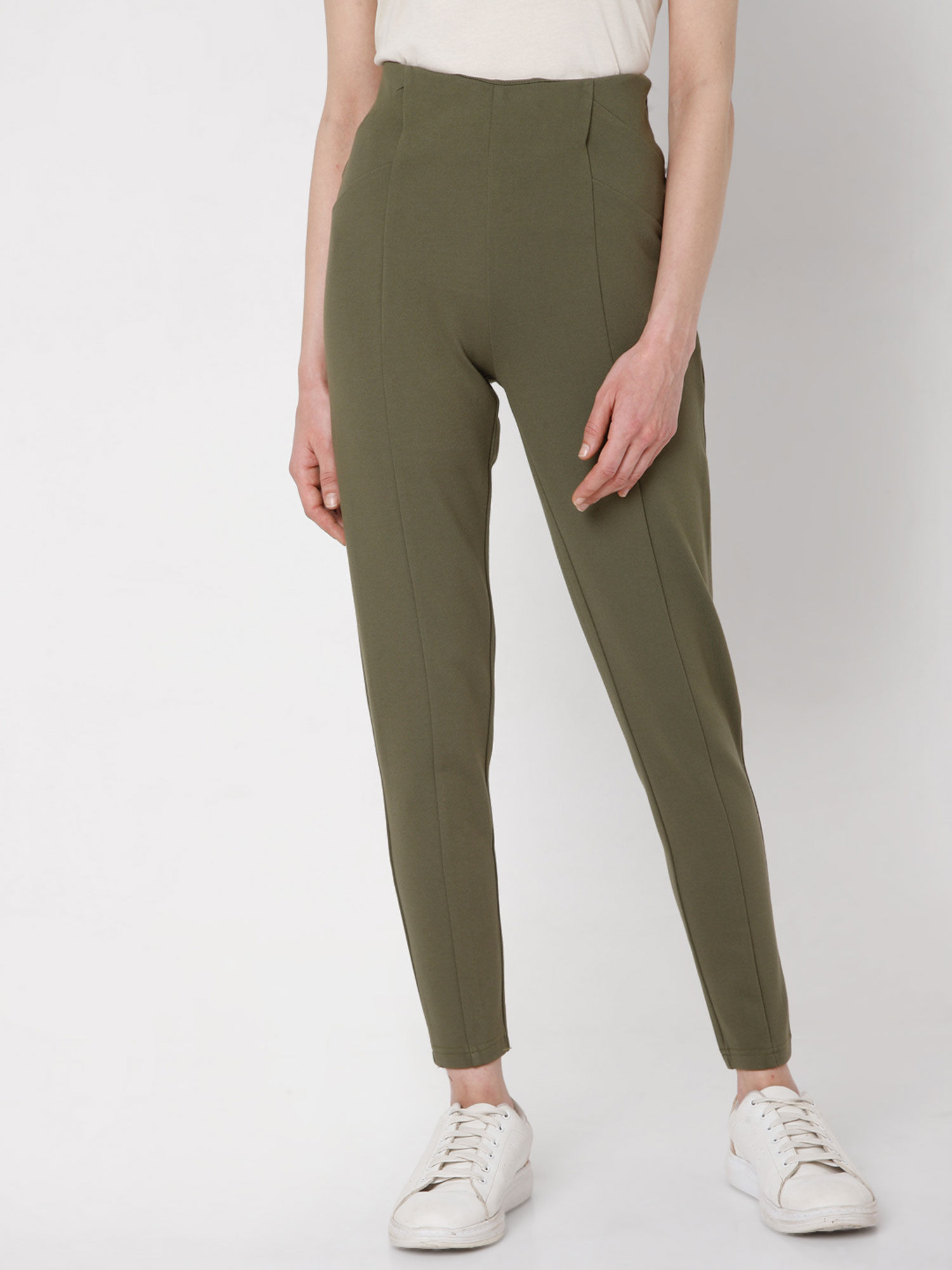 Buy VERO MODA Women Solid Olive Jegging 