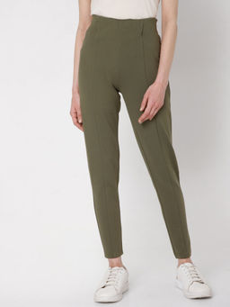 VERO MODA - Women Solid Olive Jegging