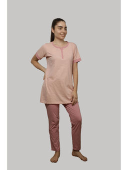 VIEVIANA - Women Solid Peach Night Suit (Set of 2)