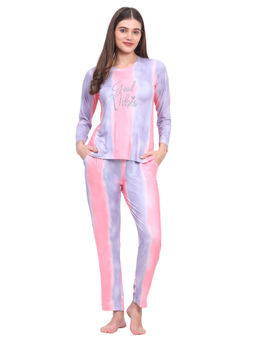 VIEVIANA - Women Striped Blue T-Shirt & Pyjama (Set of 2)